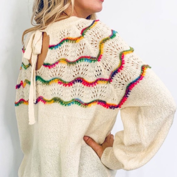 LAST- KARA Pop of Color Detail Knit sweater - Picture 3 of 8